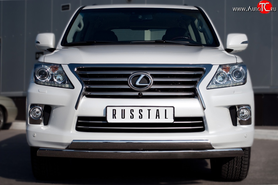 17 999 р. Защита переднего бампера (2 трубыØ75х42 мм, нержавейка) Russtal Lexus LX570 J200 дорестайлинг (2007-2012)  с доставкой в г. Белгород
