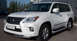 20 999 р. Защита переднего бампера (2 трубыØ76 и 42 мм, нержавейка) SLITKOFF Lexus LX570 J200 дорестайлинг (2007-2012)  с доставкой в г. Белгород. Увеличить фотографию 4