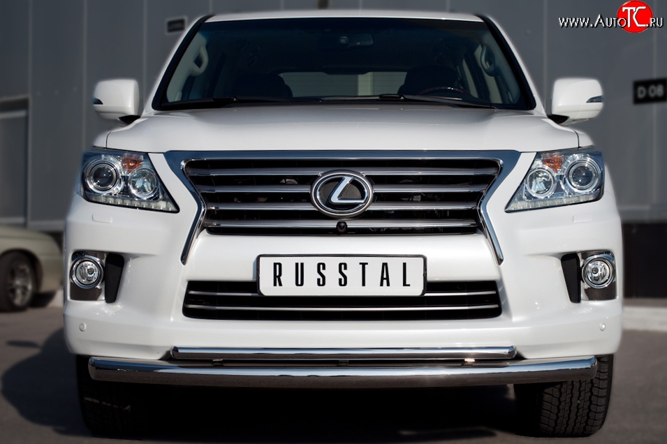 20 999 р. Защита переднего бампера (2 трубыØ76 и 42 мм, нержавейка) SLITKOFF Lexus LX570 J200 дорестайлинг (2007-2012)  с доставкой в г. Белгород