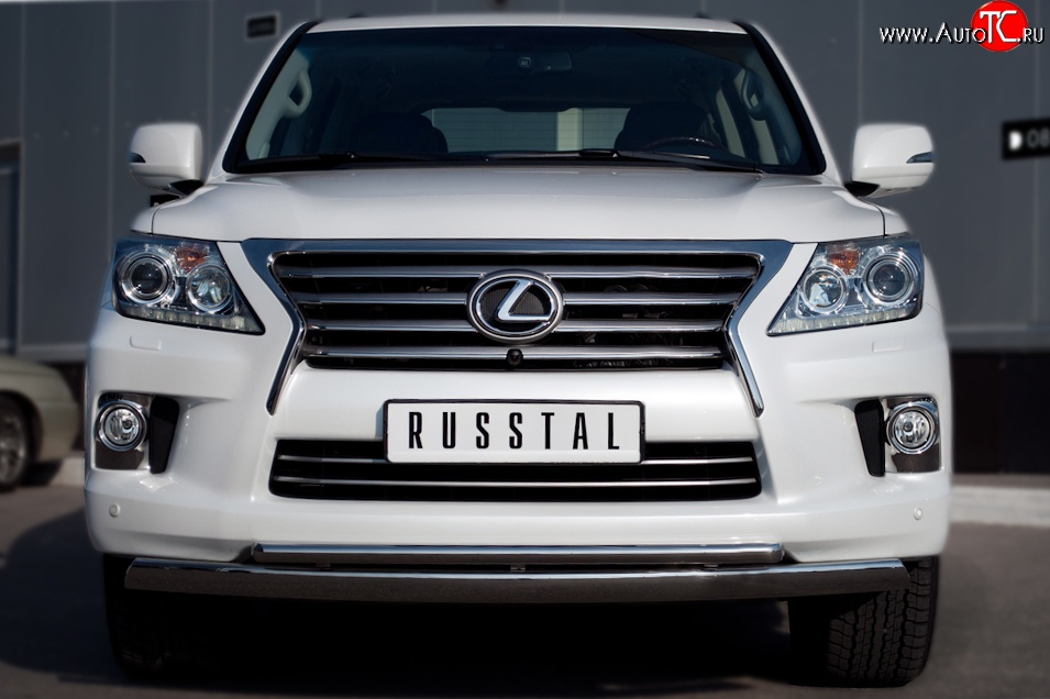 23 999 р. Защита переднего бампера (2 трубыØ42 и 75х42 мм, нержавейка) SLITKOFF Lexus LX570 J200 дорестайлинг (2007-2012)  с доставкой в г. Белгород
