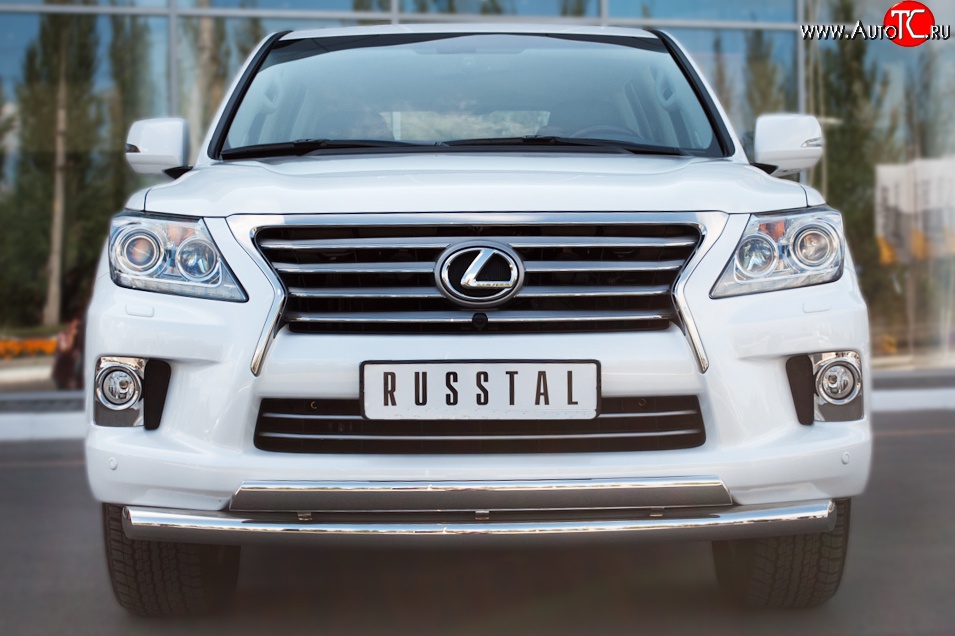 15 999 р. Защита переднего бампера (2 трубыØ76 и 63 мм, нержавейка) Russtal Lexus LX570 J200 дорестайлинг (2007-2012)  с доставкой в г. Белгород