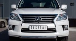 Одинарная защита переднего бампера SLITKOFF диаметром 76 мм Lexus LX570  J200 (2007-2012) дорестайлинг