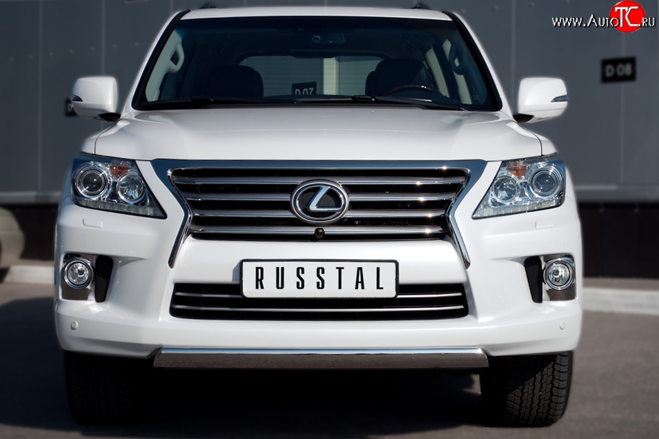 12 999 р. Защита переднего бампера Russtal из овальной трубы диаметром 75x42 мм Lexus LX570 J200 дорестайлинг (2007-2012)  с доставкой в г. Белгород