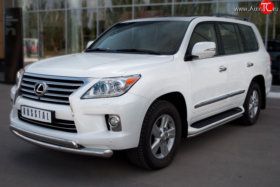 14 999 р. Защита порогов SLITKOFF из круглой трубы диаметром 42 мм (2012-н.в.) Lexus LX570 J200 дорестайлинг (2007-2012)  с доставкой в г. Белгород