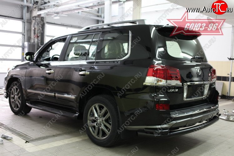25 559 р. Двойная заднего бампера Sport Souz-96 Black (d76/42)  Lexus LX570  J200 (2012-2015) 1-ый рестайлинг  с доставкой в г. Белгород