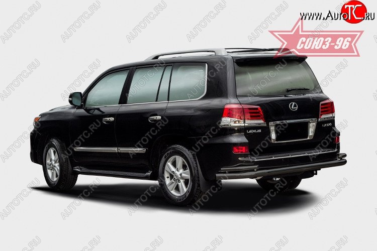 25 649 р. Двойная защита заднего бампера d76/42 чёрного цвета Souz-96  Lexus LX570  J200 (2012-2015) 1-ый рестайлинг  с доставкой в г. Белгород