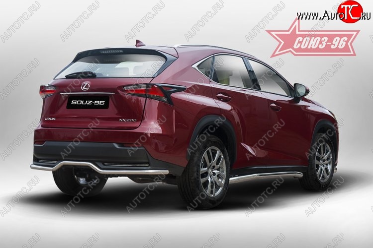 14 084 р. Волнистая защита заднего бампера d42 ( одна выхлопная труба ) Souz-96  Lexus NX200  Z10 (2014-2017) дорестайлинг  с доставкой в г. Белгород