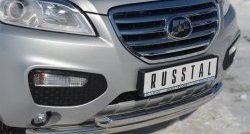 17 949 р. Защита переднего бампера (2 трубыØ63 мм, нержавейка) SLITKOFF Lifan X60 дорестайлинг (2011-2015)  с доставкой в г. Белгород. Увеличить фотографию 2