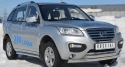16 549 р. Защита переднего бампера (2 трубыØ75х42 мм, нержавейка) Russtal Lifan X60 дорестайлинг (2011-2015)  с доставкой в г. Белгород. Увеличить фотографию 4
