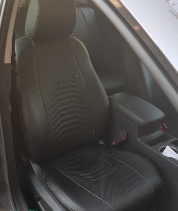 11 249 р. Чехлы для сидений Lord Autofashion Денвер (экокожа) Mazda 3/Axela BM дорестайлинг, хэтчбэк (2013-2016) (Чёрный, вставка чёрная)  с доставкой в г. Белгород. Увеличить фотографию 3