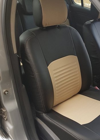 6 799 р. Чехлы для сидений Lord Autofashion Турин (экокожа) Mazda 3/Axela BM дорестайлинг седан (2013-2016) (Чёрный, вставка бежевая)  с доставкой в г. Белгород. Увеличить фотографию 4