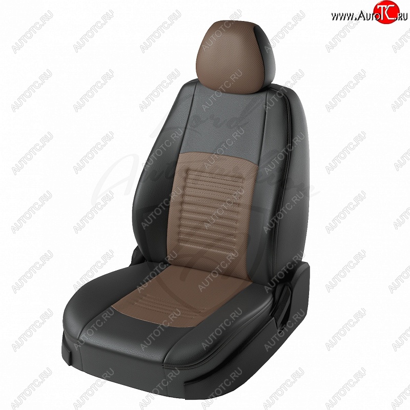 6 799 р. Чехлы для сидений Lord Autofashion Турин (экокожа) Mazda 3/Axela BM дорестайлинг седан (2013-2016) (Чёрный, вставка коричневая)  с доставкой в г. Белгород