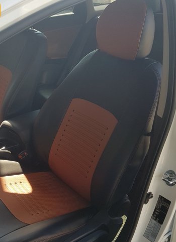 6 799 р. Чехлы для сидений Lord Autofashion Турин (экокожа) Mazda 3/Axela BM дорестайлинг седан (2013-2016) (Чёрный, вставка коричневая)  с доставкой в г. Белгород. Увеличить фотографию 4