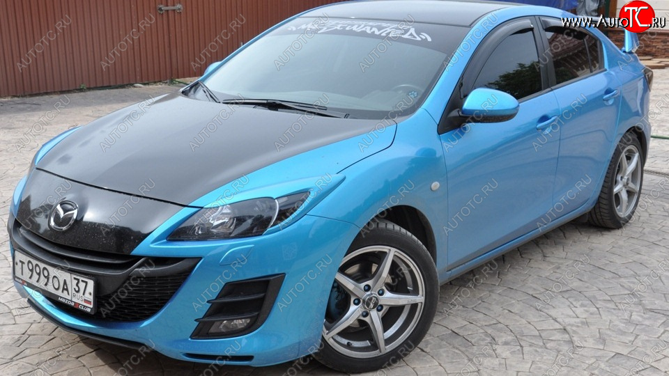 1 859 р. Реснички на фары MV-Tuning Mazda 3/Axela BL дорестайлинг седан (2009-2011) (Неокрашенные)  с доставкой в г. Белгород