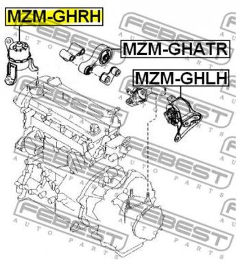 5 799 р. Правая подушка двигателя Febest (гидравлическая) Mazda 6 GH дорестайлинг седан (2007-2010)  с доставкой в г. Белгород. Увеличить фотографию 4