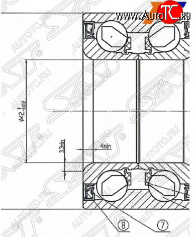 1 549 р. Подшипник передней ступицы SAT (с ABS) Mazda 6 GH рестайлинг лифтбэк (2010-2012)  с доставкой в г. Белгород