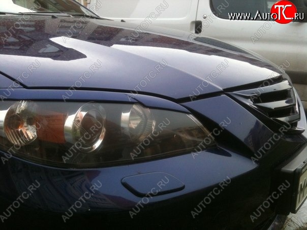 689 р. Реснички на фары Корнер Mazda 3/Axela BK дорестайлинг седан (2003-2006) (Неокрашенные)  с доставкой в г. Белгород