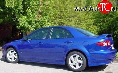 6 549 р. Накладка Razzi на задний бампер Mazda 6 GG седан дорестайлинг (2002-2005) (Неокрашенная)  с доставкой в г. Белгород