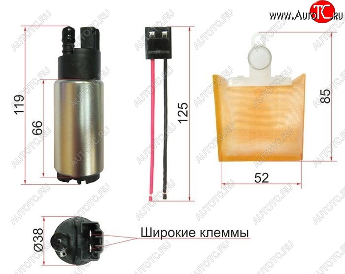 1 029 р. Насос топливный SAT (12V, 3BAR, 90L / H, V=1800-2000) Subaru Forester SG рестайлинг (2005-2008)  с доставкой в г. Белгород