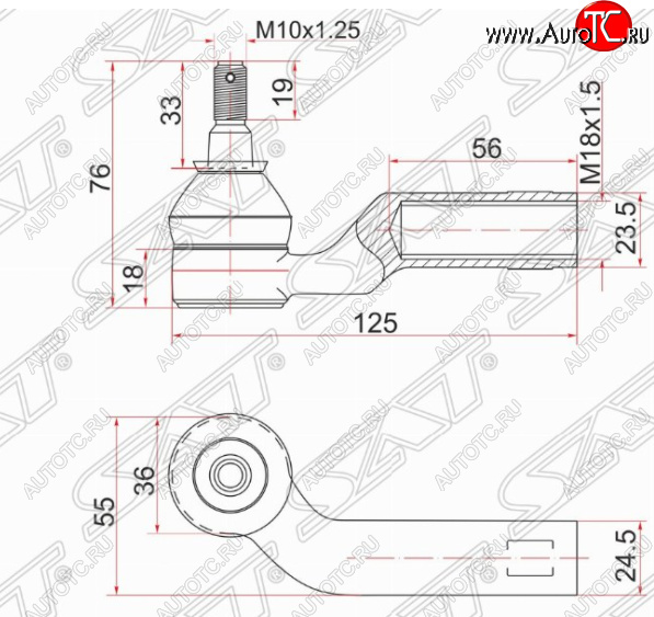 629 р. Правый наконечник рулевой тяги SAT Mazda 3/Axela BK дорестайлинг седан (2003-2006)  с доставкой в г. Белгород