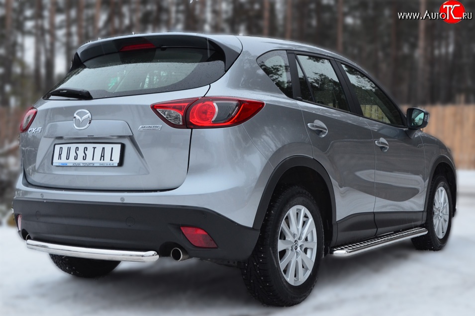 12 949 р. Одинарная защита заднего бампера из трубы диаметром 63 мм SLITKOFF  Mazda CX-5  KE (2011-2017) дорестайлинг, рестайлинг  с доставкой в г. Белгород