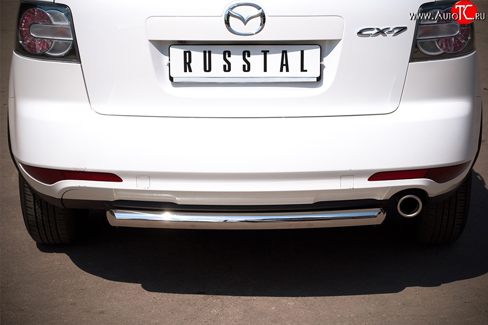 14 799 р. Одинарная защита заднего бампера из трубы диаметром 63 мм SLITKOFF  Mazda CX-7  ER (2010-2012) рестайлинг  с доставкой в г. Белгород
