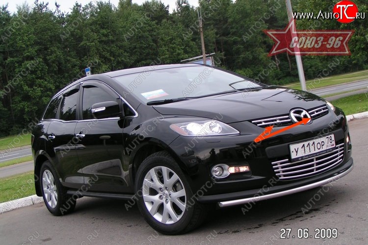 6 974 р. Декоративные элементы решетки радиатора Souz-96 (d16)  Mazda CX-7  ER (2006-2010) дорестайлинг  с доставкой в г. Белгород