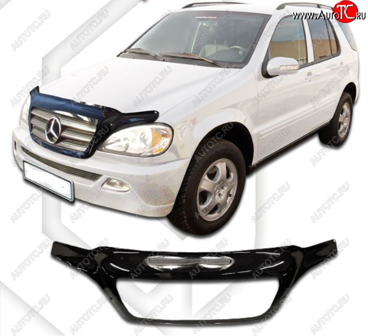 3 099 р. Дефлектор капота CA-Plastic Mercedes-Benz ML class W163 дорестайлинг (1997-2001) (Classic черный, Без надписи)  с доставкой в г. Белгород
