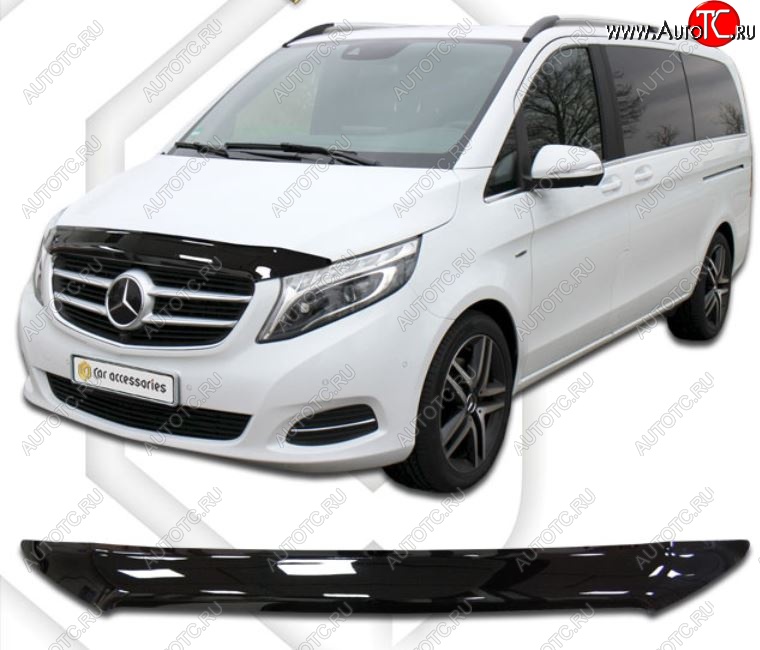 2 159 р. Дефлектор капота CA-Plastiс Mercedes-Benz Vito W447 рестайлинг (2018-2025) (Classic черный, Без надписи)  с доставкой в г. Белгород