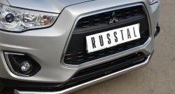 15 399 р. Одинарная защита переднего бампера диаметром 63 мм SLITKOFF  Mitsubishi ASX (2013-2016) 1-ый рестайлинг  с доставкой в г. Белгород. Увеличить фотографию 2