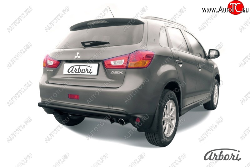 6 029 р. Защита заднего бампера Arbori (черная, 1 труба d57 mm). Mitsubishi ASX 1-ый рестайлинг (2013-2016)  с доставкой в г. Белгород