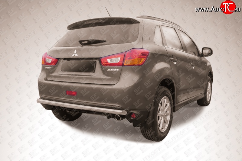 11 599 р. Защита заднего бампера из длинной трубы диаметром 57 мм Slitkoff Mitsubishi ASX 1-ый рестайлинг (2013-2016) (Нержавейка, Полированная)  с доставкой в г. Белгород