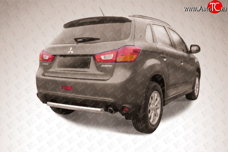 11 599 р. Защита заднего бампера из короткой трубы диаметром 76 мм Slitkoff Mitsubishi ASX 1-ый рестайлинг (2013-2016) (Нержавейка, Полированная)  с доставкой в г. Белгород