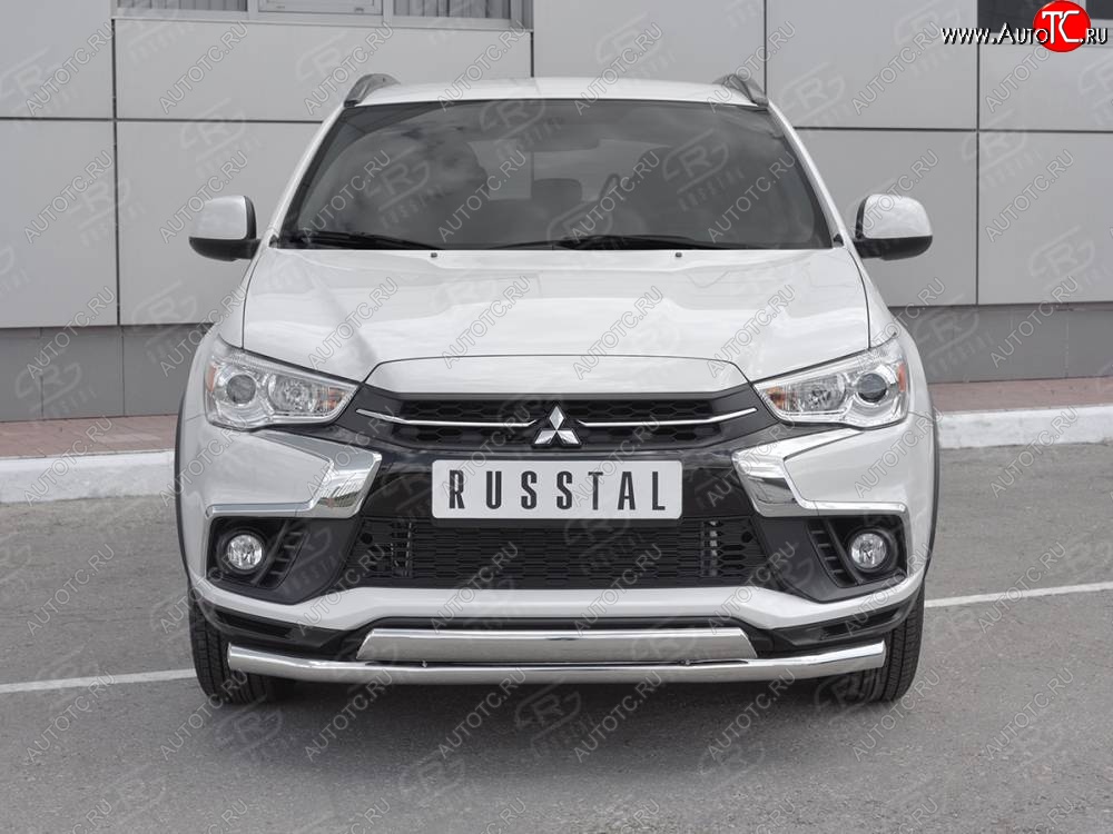 15 849 р. Защита переднего бампера (2 трубы Ø63 и 75х42 мм, нержавейка) Russtal Mitsubishi ASX 2-ой рестайлинг (2017-2020)  с доставкой в г. Белгород