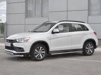 15 849 р. Защита переднего бампера (2 трубы Ø63 и 75х42 мм, нержавейка) Russtal Mitsubishi ASX 2-ой рестайлинг (2017-2020)  с доставкой в г. Белгород. Увеличить фотографию 2