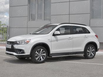11 599 р. Защита переднего бампера (Ø75x42 мм, нержавейка) Russtal Mitsubishi ASX 2-ой рестайлинг (2017-2020)  с доставкой в г. Белгород. Увеличить фотографию 2