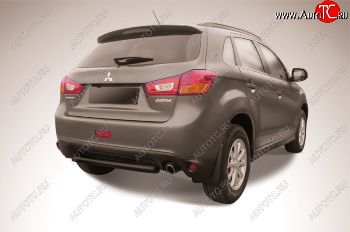 6 839 р. Защита заднего бампера Arbori (короткая, черная, 1 труба d76 mm). Mitsubishi ASX 1-ый рестайлинг (2013-2016)  с доставкой в г. Белгород