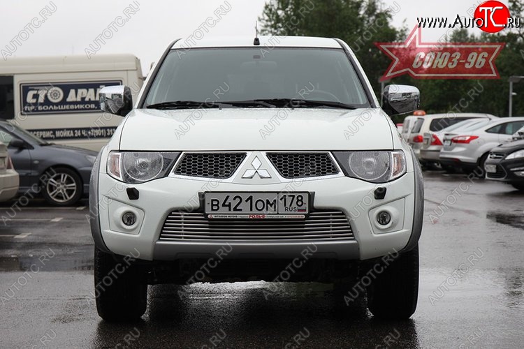 5 129 р. Декоративный элемент воздухозаборника Souz-96 (d10)  Mitsubishi L200  5 KK,KL (2015-2019) дорестайлинг  с доставкой в г. Белгород