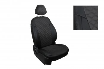 Чехлы для сидений Seintex Ромб Алькантара Mitsubishi L200 5 KK,KL рестайлинг (2018-2022) (Цвет: черный)