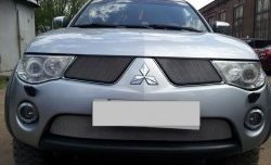1 539 р. Нижняя сетка на бампер Russtal (хром) Mitsubishi Pajero Sport PB дорестайлинг (2008-2013)  с доставкой в г. Белгород. Увеличить фотографию 2