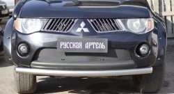 Зимняя заглушка решетки переднего бампера РА Mitsubishi L200  4 (2006-2014)  дорестайлинг