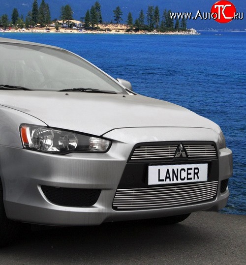 3 464 р. Декоративные вставки решетки радиатора Novline  Mitsubishi Lancer  10 CY (2007-2017) седан дорестайлинг, хэтчбэк дорестайлинг, седан рестайлинг, хэтчбек 5 дв рестайлинг  с доставкой в г. Белгород