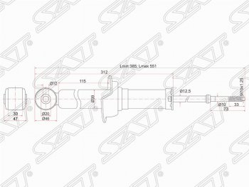 2 299 р. Амортизатор задний SAT (установка на левую или правую сторону) Mitsubishi Lancer 10 CY седан дорестайлинг (2007-2010)  с доставкой в г. Белгород. Увеличить фотографию 2