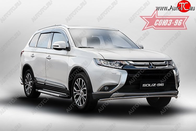 9 404 р. Защита переднего бампера Souz-96 (d42) Mitsubishi Outlander GF 2-ой рестайлинг (2015-2018)  с доставкой в г. Белгород