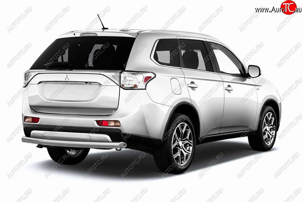 6 349 р. Защита заднего бампера Slitkoff (короткая, d57) Mitsubishi Outlander GF 2-ой рестайлинг (2015-2018) (Сталь с полимерным покрытием. Цвет: серебристый)  с доставкой в г. Белгород
