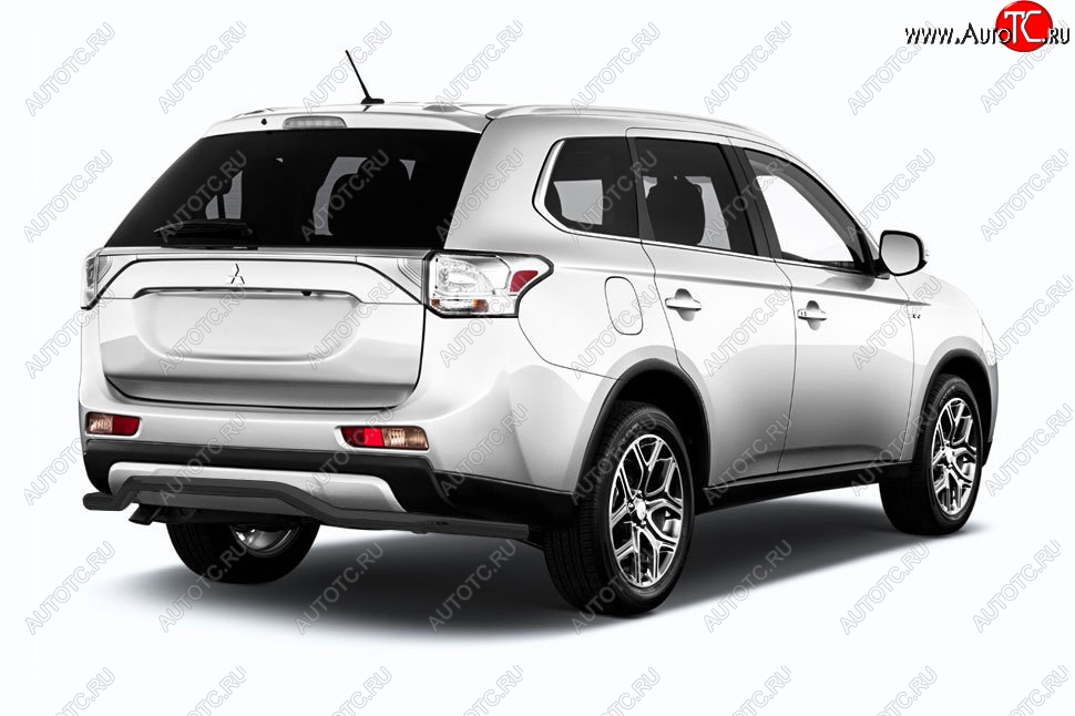 9 399 р. Защита заднего бампера Slitkoff (волна длинная, d57) Mitsubishi Outlander GF 2-ой рестайлинг (2015-2018) (Сталь с полимерным покрытием. Цвет: чёрный)  с доставкой в г. Белгород