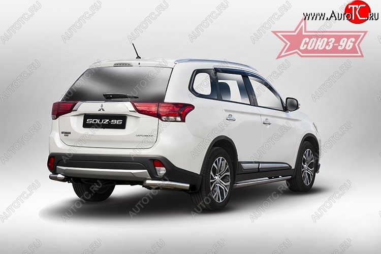 8 504 р. Защита заднего бампера из боковых полированых уголков (d60) Souz-96 Mitsubishi Outlander GF 2-ой рестайлинг (2015-2018)  с доставкой в г. Белгород