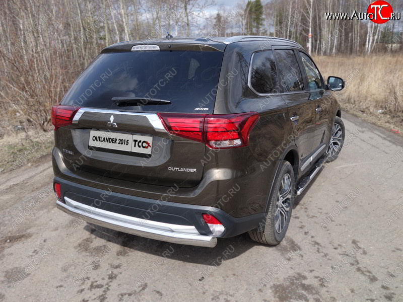 18 999 р. Защита заднего бампера (овальная) ТСС (нержавейка d75х42 мм) Mitsubishi Outlander GF 2-ой рестайлинг (2015-2018)  с доставкой в г. Белгород