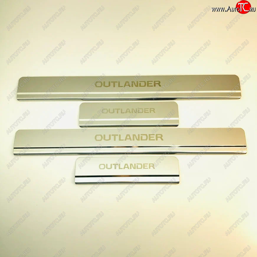 2 199 р. Накладки порожков салона INOX Mitsubishi Outlander GF 2-ой рестайлинг (2015-2018) (Нержавеющая сталь)  с доставкой в г. Белгород