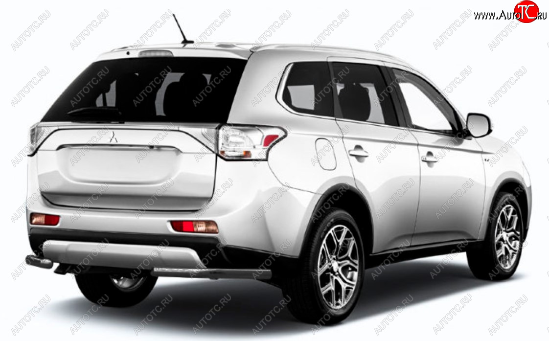 6 349 р. Защита заднего бампера Slitkoff (Ø 57 мм) Mitsubishi Outlander GF 2-ой рестайлинг (2015-2018) (Сталь с полимерным покрытием. Цвет: черный)  с доставкой в г. Белгород